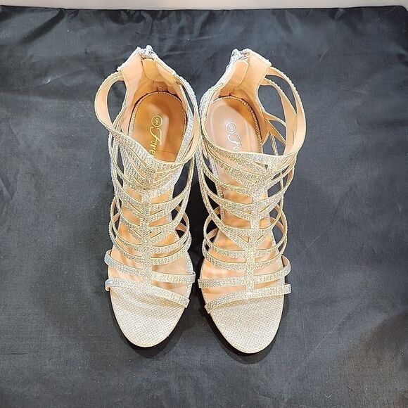 BRAND NEW FOREVER LILLI HIGH HEEL SHIMMER GLITTER WOMEN'S SANDAL - Picture 2 of 15